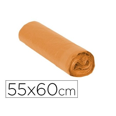 Sin Marca - Bolsa basura domestica naranja con autocierre 55 x 60 cm rollo de 15 bolsas