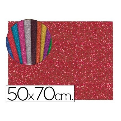 Liderpapel - Goma eva con purpurina 50x70cm 60g/m2 espesor 2mm rojo 10 unidades 