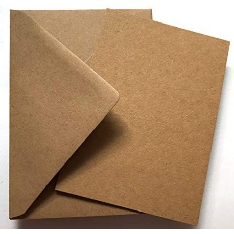 Cranberry Card Company A5 Brown Recycled Natural Kraft Card & Recycled Kraft C5 Fleck Envelopes x 50 Pack