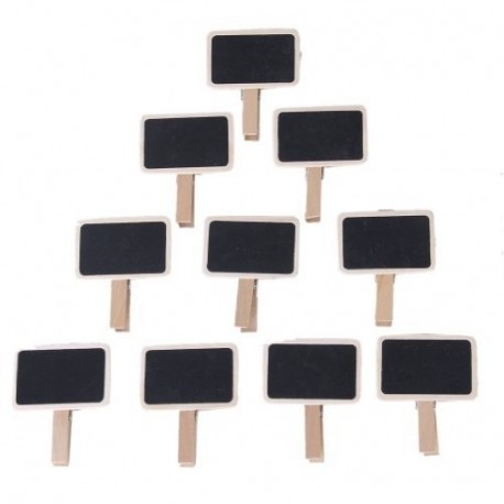 Musuntas 10 pcs Mini negro pizarra Mini pizarra de madera aviso Photo Clip pizarras Portanombre mesa boda - mesa número y Pre