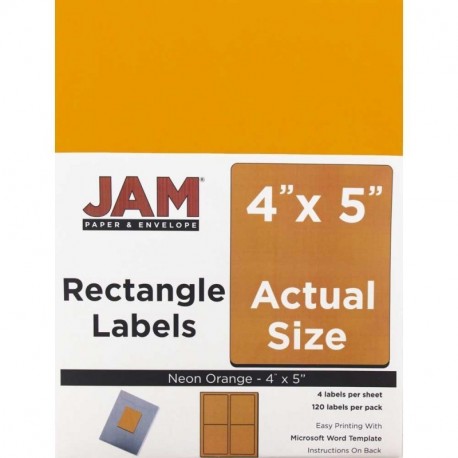 JAM Paper® Etiquetas de Direcciones de Correo - Extra Grande - 101.6 x 127 mm - Neón Fluorescente Naranja - 120/paquete