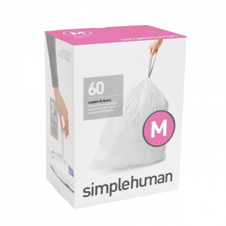 simplehuman - Bolsas de basura a medida, color blanco, código M - 45 L, pack de 60