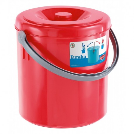 Stefanplast Cubo de Basura Eureka, con Tapa, Color Turquesa Intenso, 10 litros, de la Marca, plástico, Raspberry Red, 15 L