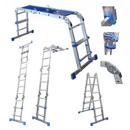 Multiuso Telescópica Escalera de plataforma plegable extensible de aluminio