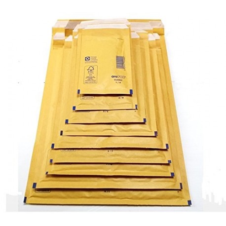 100 Arofol acolchados sobres de correo - tamaño 1/a - oro - dimensiones internas 100 mm x 165 mm
