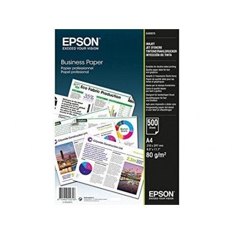 Epson Business Paper 80gsm 500 shts A4 210×297 mm Blanco - Papel A4 210×297 mm , Impresión por inyección de tinta, Blanco