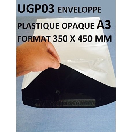 Lot de 100 Enveloppes plastique blanches opaques A3 350 x 450 mm ,pochettes dexpédition 60 microns. Enveloppe fine 22g, légè