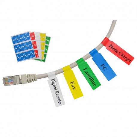Mr-Label 20 hojas, 600 etiquetas Autoadhesivo Etiqueta del cable - a prueba de agua | Resistente a la rotura | Durable - co