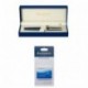 Pack Waterman - Pluma estilográfica Hemisphere en caja de regalo punta mediana , color negro + Juego de cartuchos de tinta p