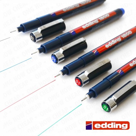 EDDING 1800 PROFIPEN FINELINER - Rotulador para dibujo, tinta, 0,1 mm, juego de 4, color negro, azul, rojo y verde