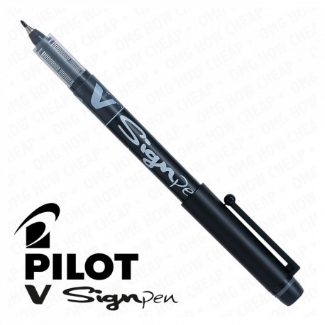 Pilot V Sign Pen – punta de 2 mm de grosor – de tinta líquida – Caja de 12 – negro