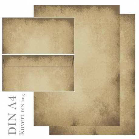 Diseño Papel Pergamino – Set – Papel de carta + sobres DIN LANG sin ventana 25 Blatt Briefpapier + 25 Kuverts