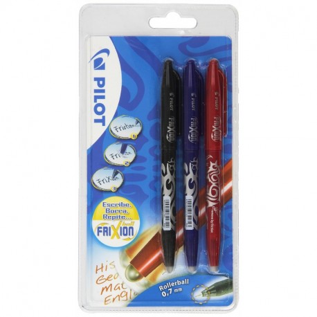 Pilot - Set 3 bolígrafos, color negro, azul y rojo