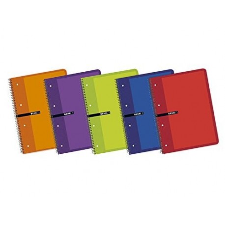 Enri 400058201 - Pack de 5 cuadernos espiral, tapa blanda, A4+, 24 x 32 cm, multicolor