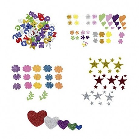 Smart 5001 - Pack de 64 flores y corazones de goma Eva, multicolor