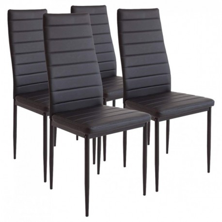 Albatros Milano - Set de 4 sillas de Comedor, Estructura metálica y Piel sintética, Estilo Italiano, Negro 2551 