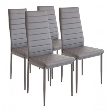 Albatros Milano - Set de 4 sillas de Comedor, Estructura metálica y Piel sintética, Estilo Italiano, Gris 2553 