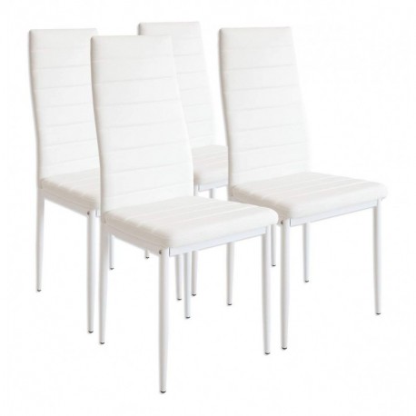 Albatros Milano - Set de 4 sillas de Comedor, Estructura metálica y Piel sintética, Estilo Italiano, Blanco 2552 