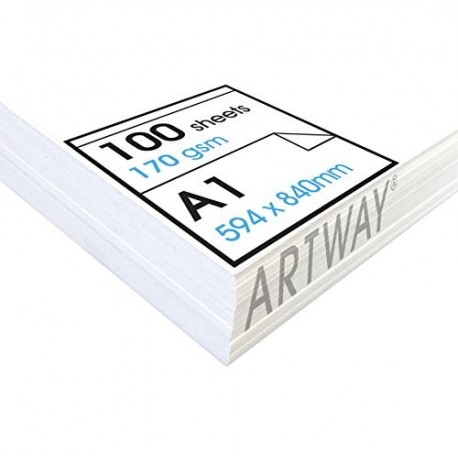 Artway Studio - Papel cartridge para dibujar - Sin ácido - Ideal para técnicas secas - Hojas sueltas - 170 gsm - A1