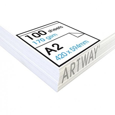 Artway Studio - Papel cartridge para dibujar - Sin ácido - Ideal para técnicas secas - Hojas sueltas - 170 gsm - A2