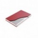 Tarjetero/Estuche para tarjetas de visita, hecho de acero inoxidable de alta calidad y cuero, para 19-21 tarjetas, color: roj