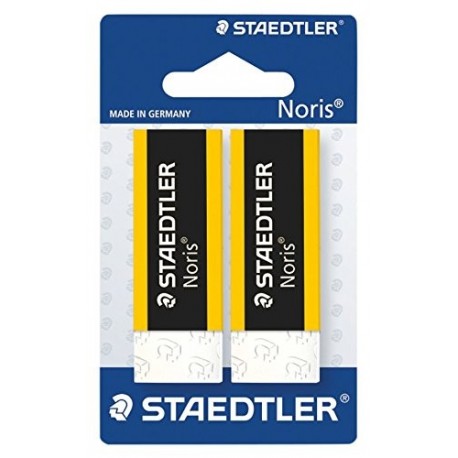 Staedtler Noris 526 N20BK2. Goma de borrar blanca con faja de cartón. Blíster con 2 gomas de borrar.