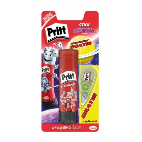 Pritt Pack barra adhesiva Power de 43gr + corrector Micro Roller 5mm x 6m