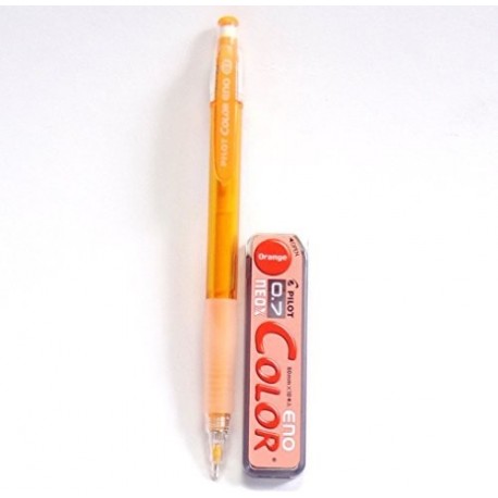 Pilot Color Eno – Color Naranja Set, 0,7 mm lápiz mecánico + portaminas 0,7 mm , Naranja, 10 de minas importación de Japón 