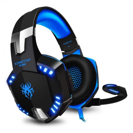 Auriculares Gaming PS4 con Microfono KINGTOP KG2000 Versión Actualizada Cascos Estéreo 3.5mm Jack, Luz LED, Volumen Control, 