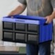 Cajas de almacenaje plegables Clever Crates de 46 litros con capacidad de peso de 40 kg, color azul, apilables, ideales para 