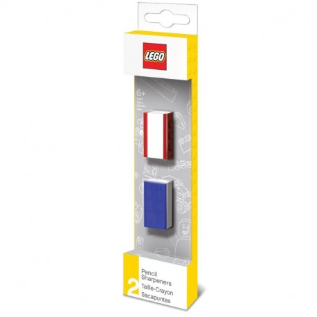 LEGO - Pack de 2 sacapuntas, Color Azul / Rojo 51496 