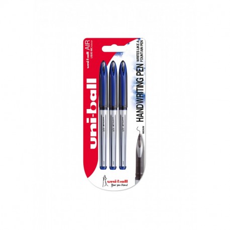 Uni-Ball UB-188-L Air - Pack de 3 bolígrafos, punta estilográfica, color azul