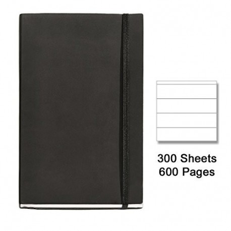 Miquelrius - Cuaderno flexible en piel, tamaño 4º, 300 hojas, Rayado Horizontal, con goma, color negro
