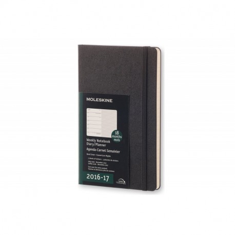 Moleskine DHB18WN3Y17 - Agenda semanal 18 meses, L 13 x 21, color negro