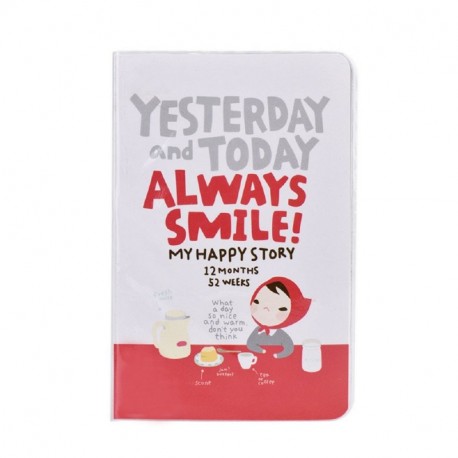 Tongshi Diario lindo Notebook Planner Red Hat Chica Agenda semanal rojo 