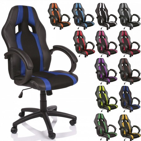 TRESKO Silla de Oficina Racing Silla de Escritorio Ordenador giratoria Disponible en 14 Colores, Bicolor, Silla Gaming ergonó