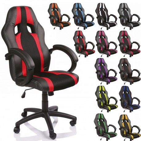 TRESKO Silla de Oficina Racing Silla de Escritorio Ordenador giratoria Disponible en 14 Colores, Bicolor, Silla Gaming ergonó