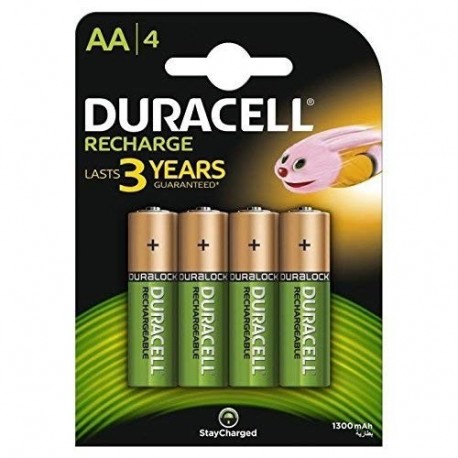 Duracell Plus Pilas Recargables AA 1300 mAh, paquete de 4