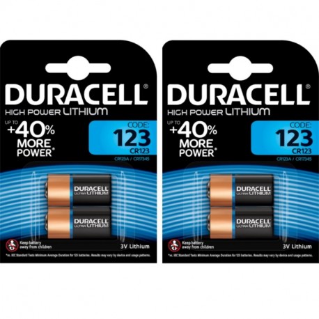 Duracell 4 Pilas fotovoltaicas CR123 3 V Ultra de Litio, DL123 - EL123A - CR123A - CR17345