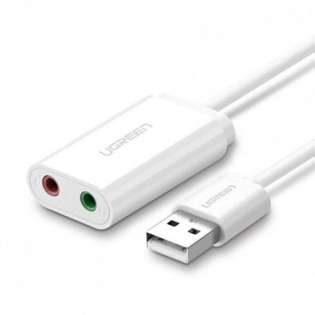 UGREEN Tarjeta de Sonido USB, Tarjeta de Sonido Externa Adaptador Audio y Micrófono 3.5mm para Altavoces, Auriculares y Micró