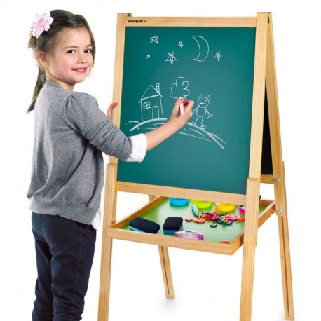 Leomark Deluxe Pizarra Infantil 2 En 1 Pizarra Para Pintar Pizarra Magnética De Madera Tablero De Dibujo Educación Junta Band