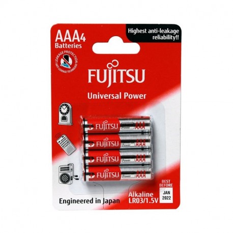 Fujitsu Universal Power FB86550 - Pack de 4 baterías alcalinas LR03 FU, tamaño AAA, 1,5 V 
