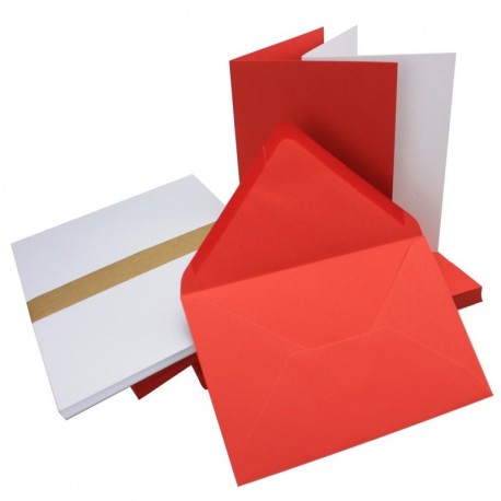 50 Sets – Tarjetas de Plegable Rojo – Din B6 + sobres + Plantilla hojas – PREMIUM CALIDAD – Muy Estable – Marca de calidad: n