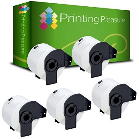 Printing Pleasure Pack de 5 DK-11201 29mm x 90mm Etiquetas de dirección 400 Etiquetas por Rollo compatibles para Brother P-
