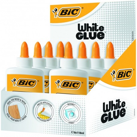 Set de 8 pegamentos de cola blanca BIC de 118 ml