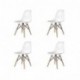 Ventamueblesonline PACK DE 4 SILLAS NÓRDICAS TOWER WOOD BLANCA - RÉPLICA EAMES -