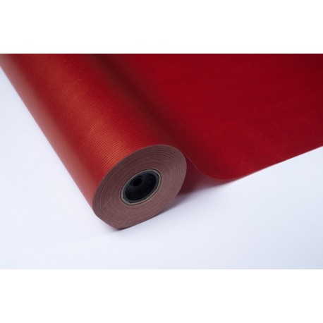 BOBINA PAPEL DE REGALO 70CM X 100M KRAFT VERJURADO ROJO