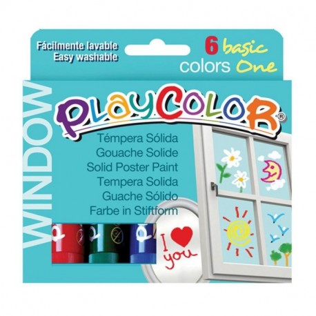 Playcolor 2001 - Caja de 6 témperas sólidas, color Multicolor
