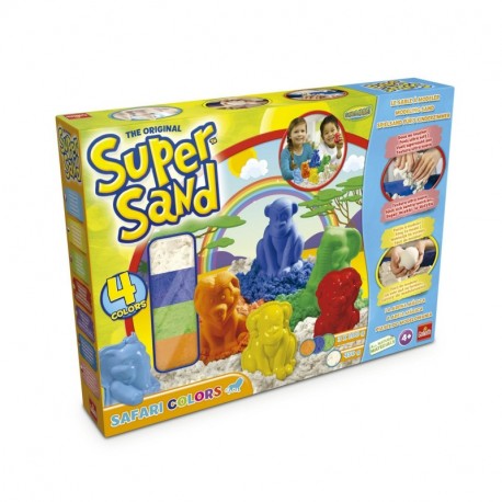 Super Sand - Safari Color, Arena Mágica con Figuras de Animales Goliath 83226 