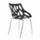 HJH Office - 723054 silla de confidente BRIGHT lote de 2 / 2 sillas plástico negro, muy estable, base de acero cromado, fácil